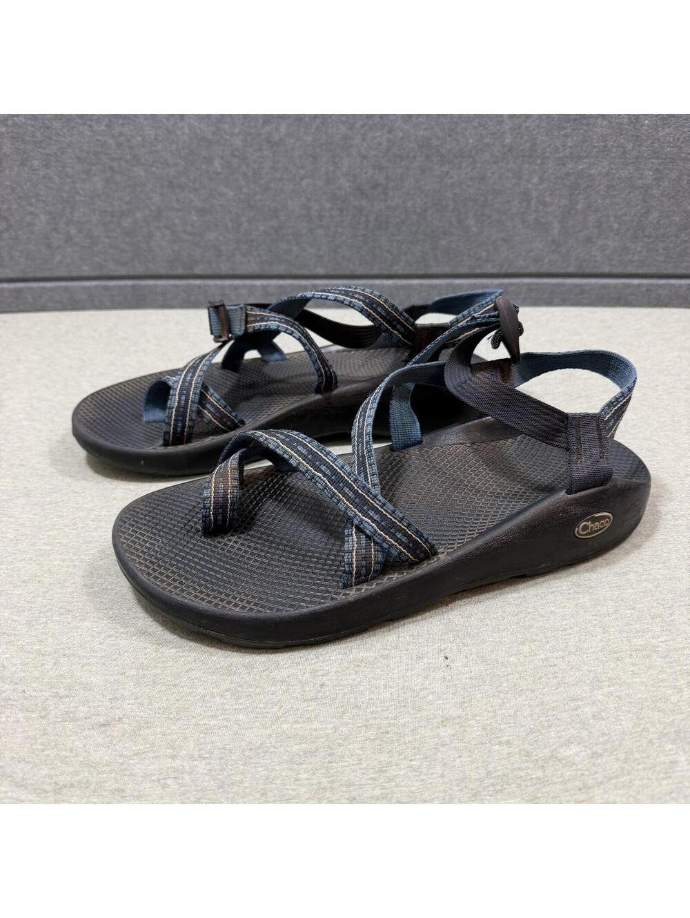 Chaco Z/2 Classic Black Blue Adjustable Strap Men Size 12 Toe Loop Hiking Sandal